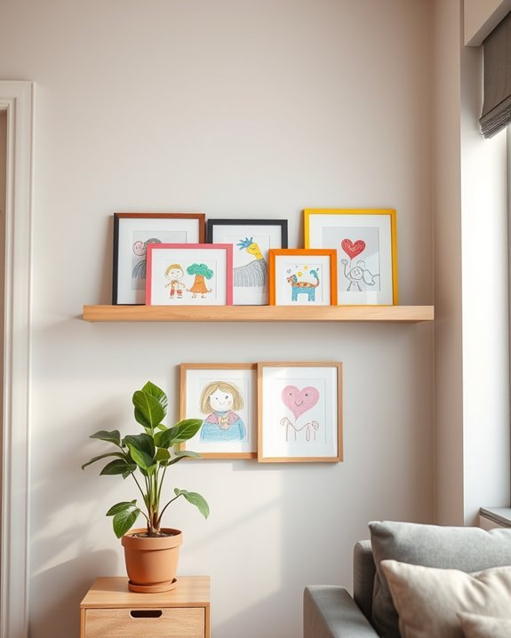 colorful kids art display
