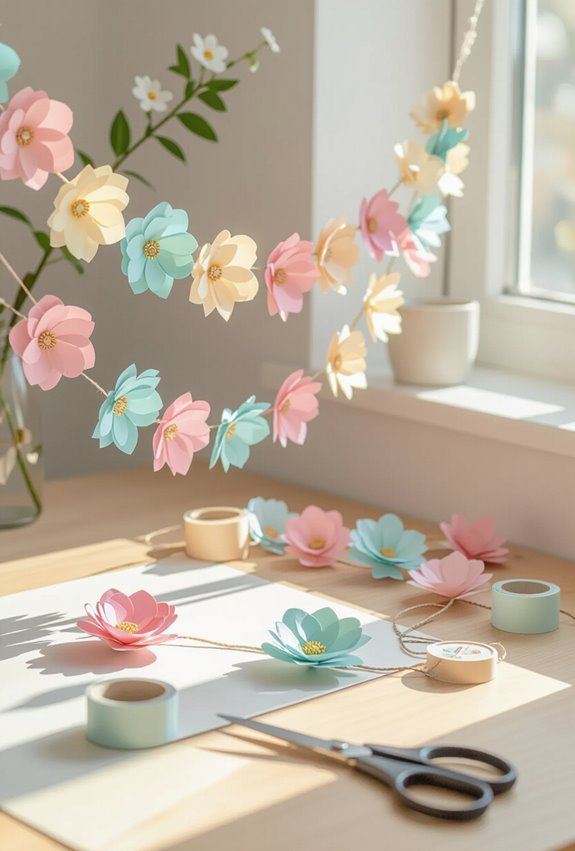 colorful layered paper flower garlands