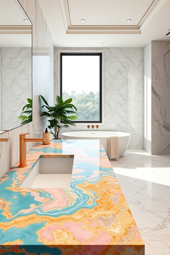 colorful marble bathroom design
