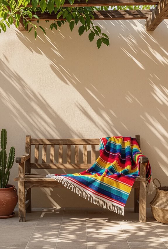 colorful mexican blankets draped