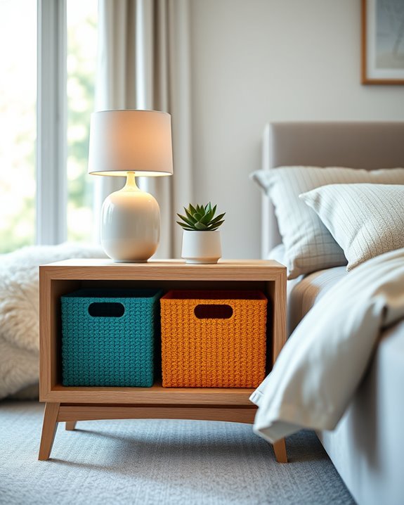 colorful organized nightstands solution