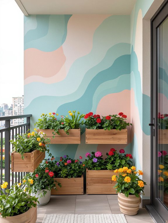 colorful patterned planter boxes