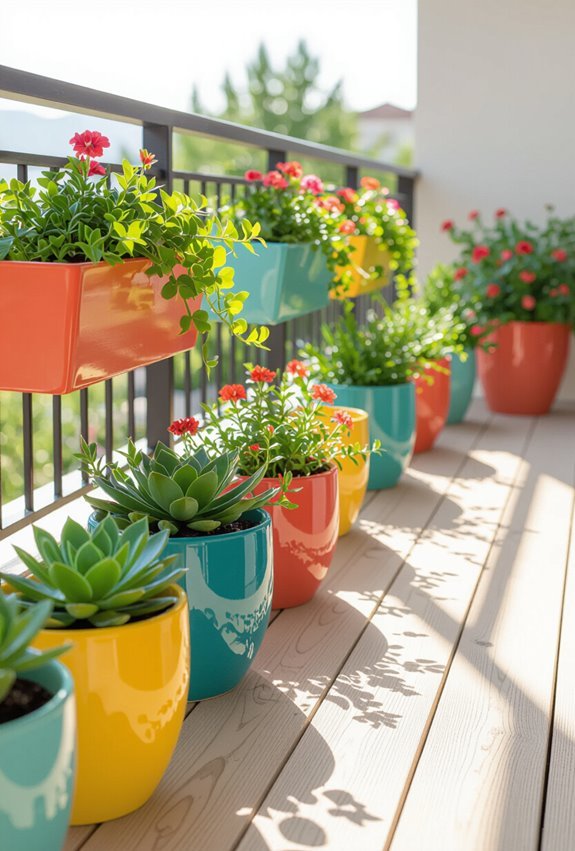 colorful patterned terracotta planters
