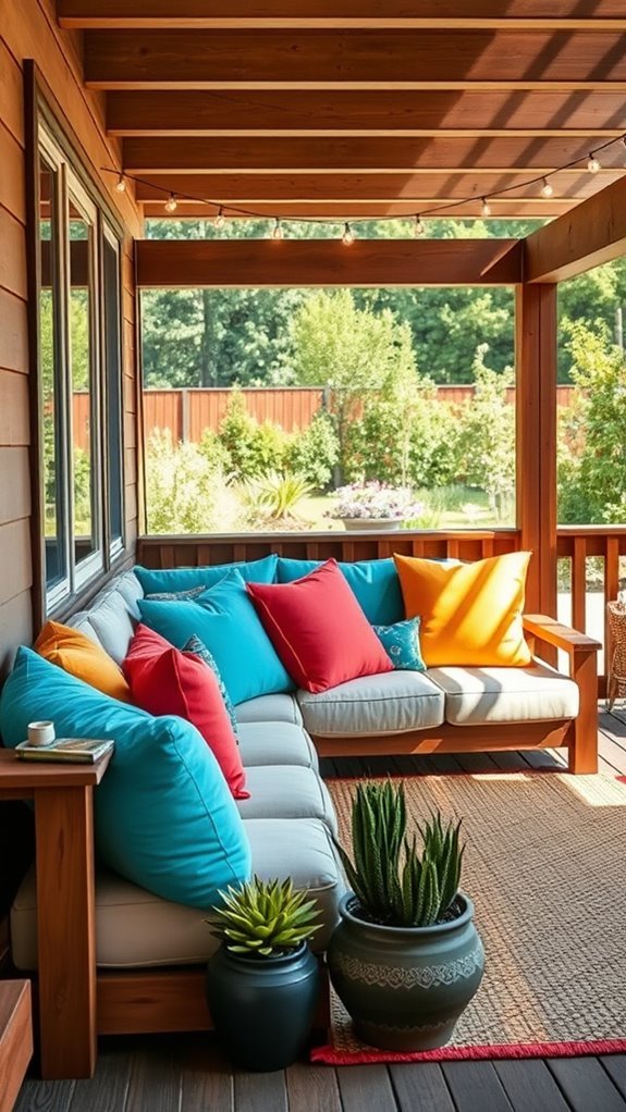 colorful pillows enhance relaxation