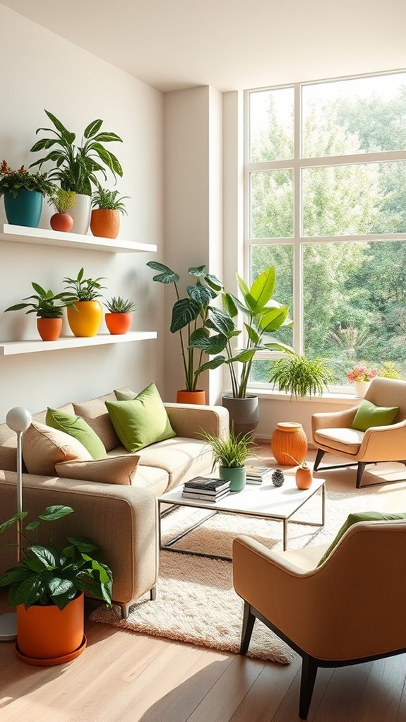colorful planters enhance decor