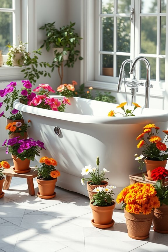 colorful potted flower arrangements