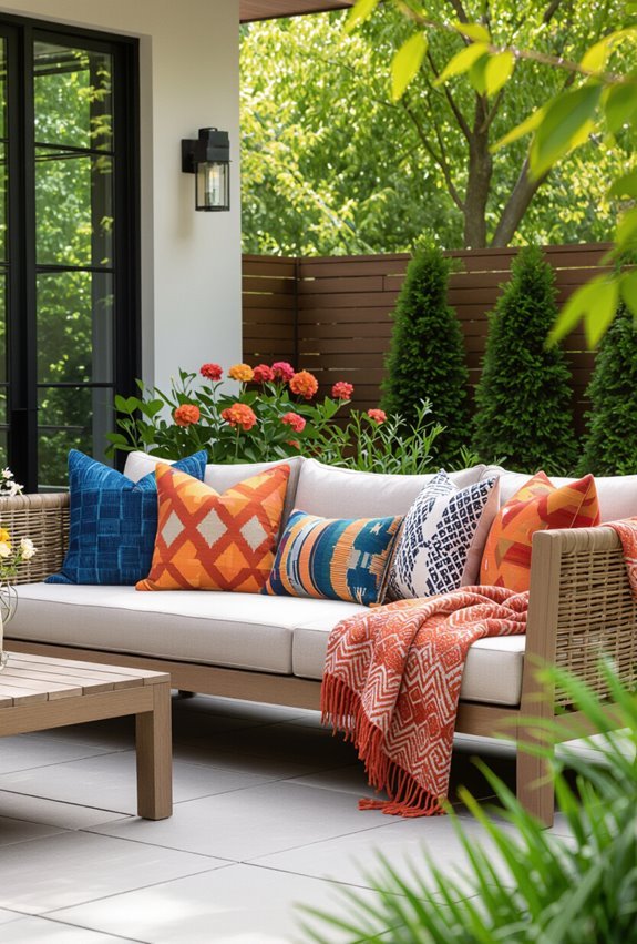 colorful reversible outdoor pillows