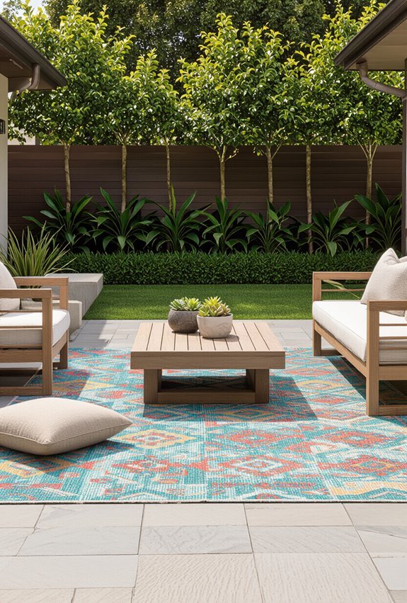 colorful rugs define zones
