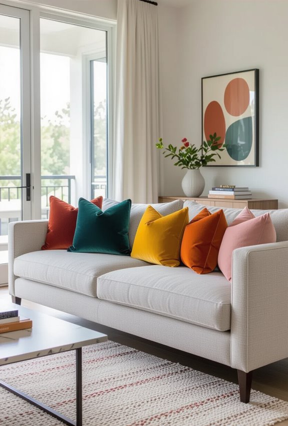 colorful seasonal textured throw pillows