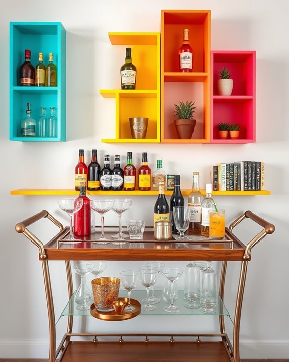 colorful shelves enhance ambiance