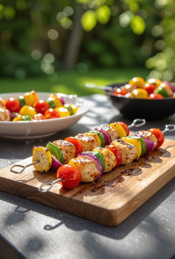 colorful skewers with kebabs