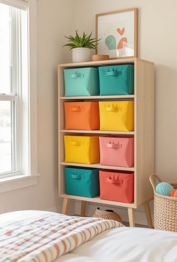 colorful stackable labeled storage
