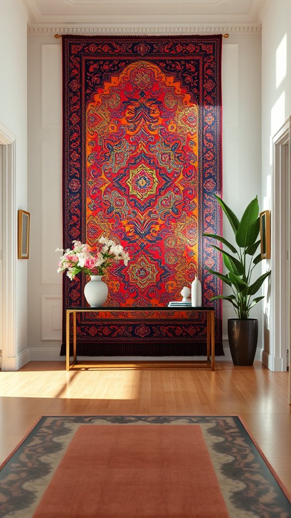 colorful tapestry entryway decor