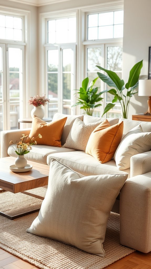 colorful textured pillow arrangement