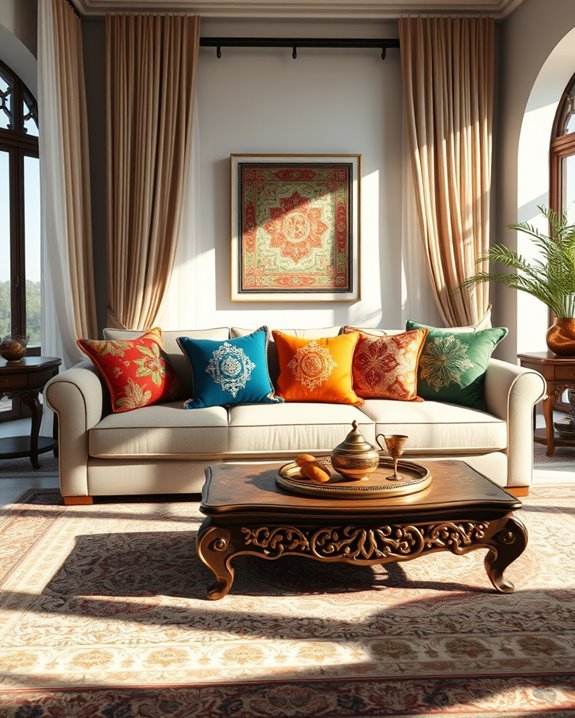 colorful throw pillows elevate