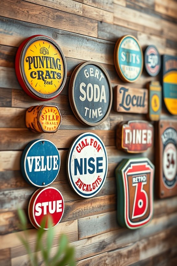 colorful vintage sign decor