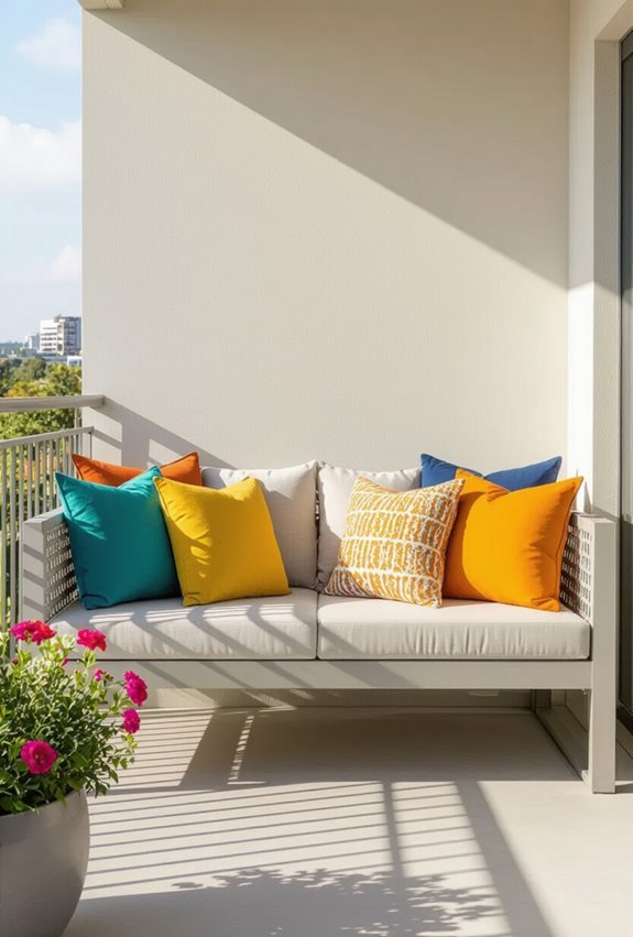 colorful weather resistant layered pillows
