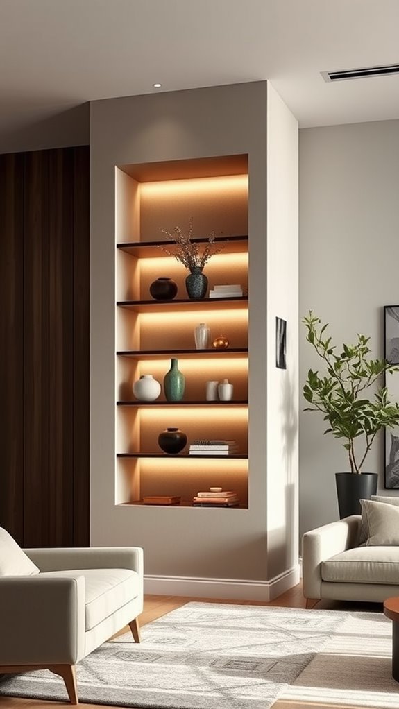 column integrated shelving design