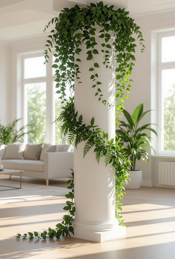 columns wrapped with plants