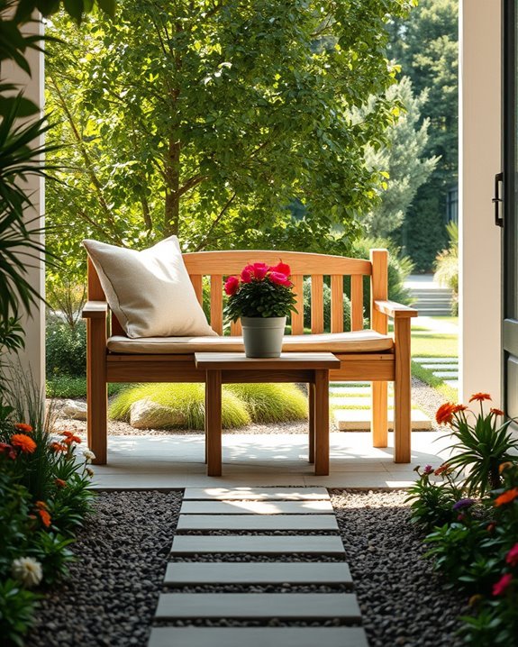 comfortable inviting entry bench