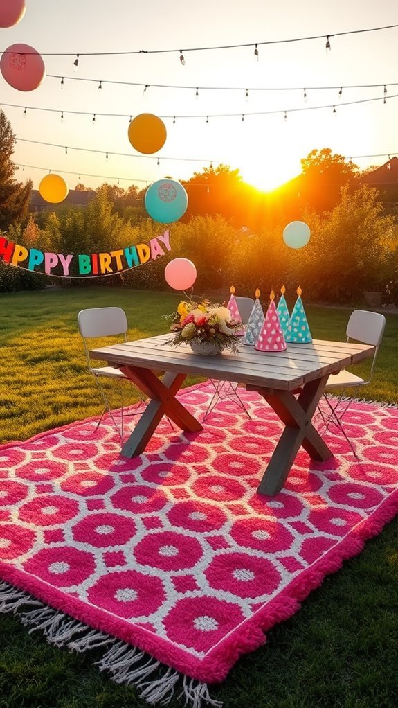 comfortable outdoor party rugs