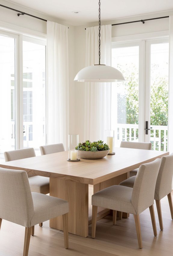communal seating and warm lighting