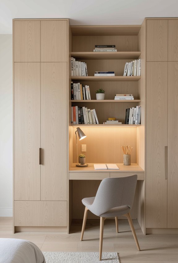 compact bookshelves with desks