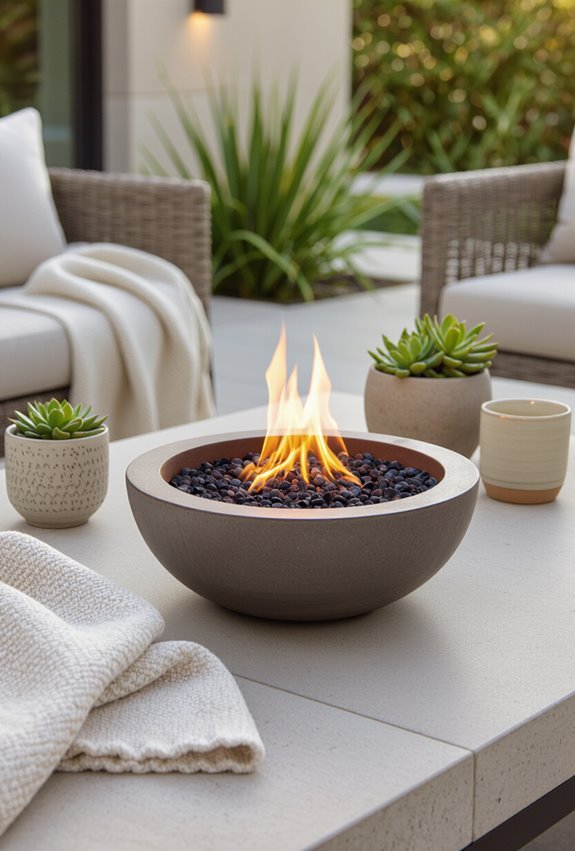 compact ceramic tabletop fire bowls