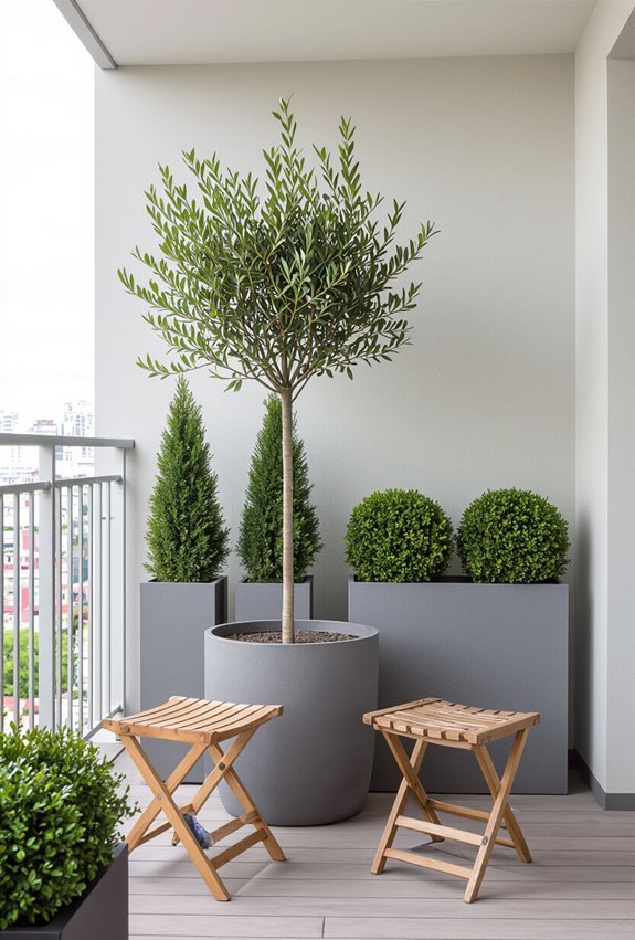compact columnar container plants