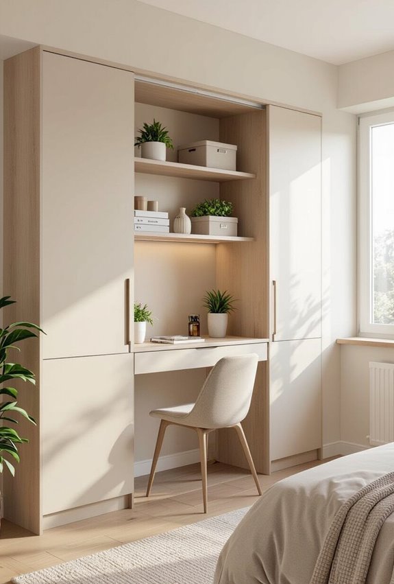 compact cupboards with desk