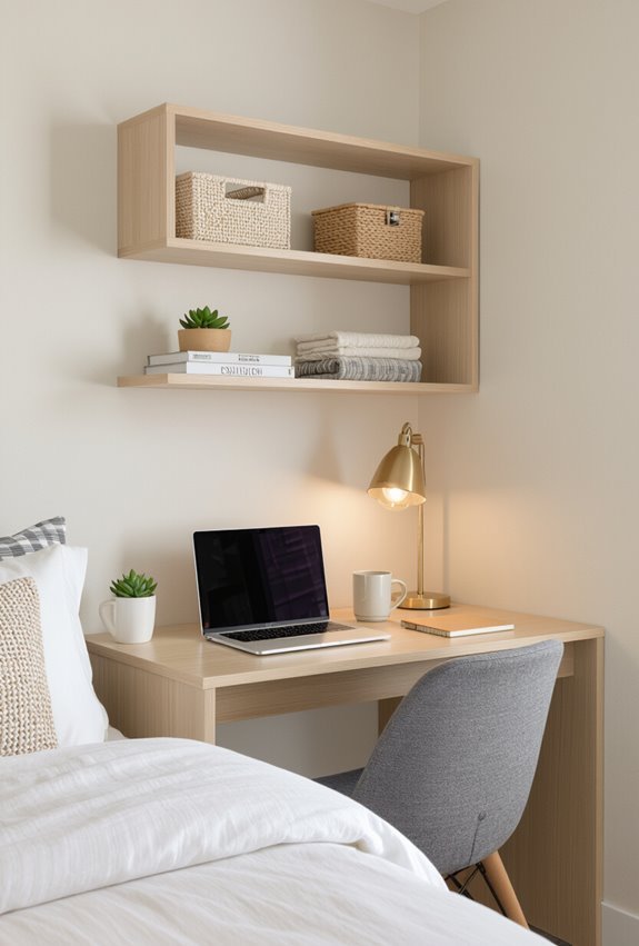 compact desk with vertical storage