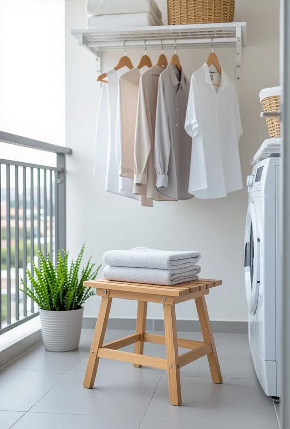 compact folding stool with backrest