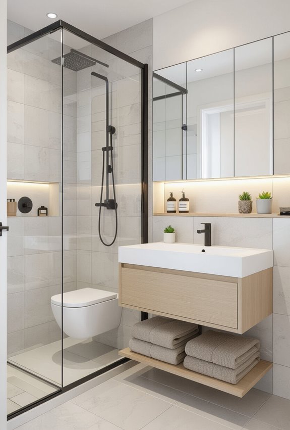 compact measured bathroom layouts