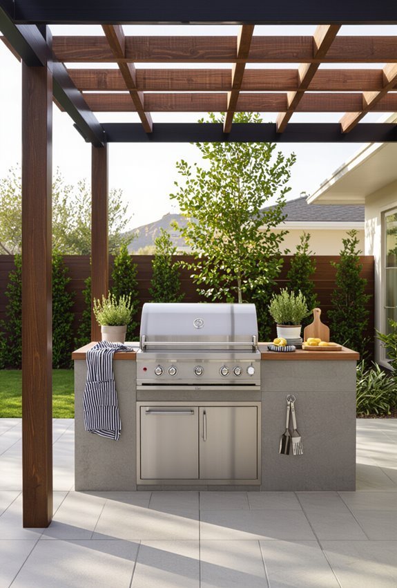 compact pergola grilling station