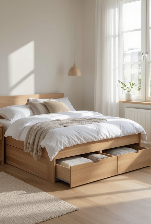 compact platform bed with storage