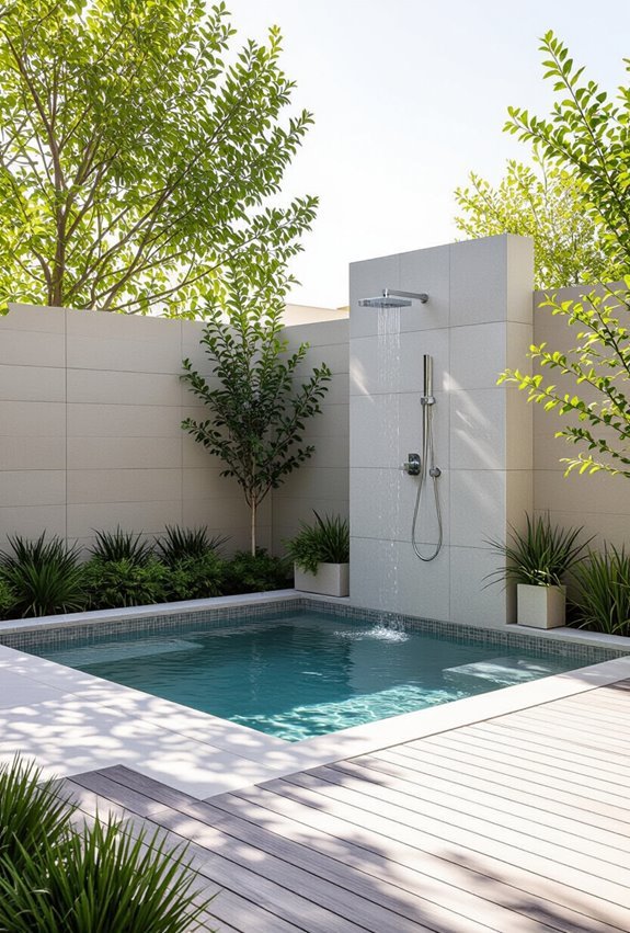 compact private poolside shower
