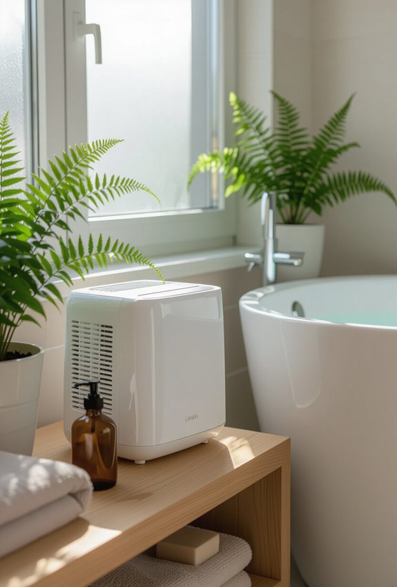 compact quiet tankless bathroom dehumidifier