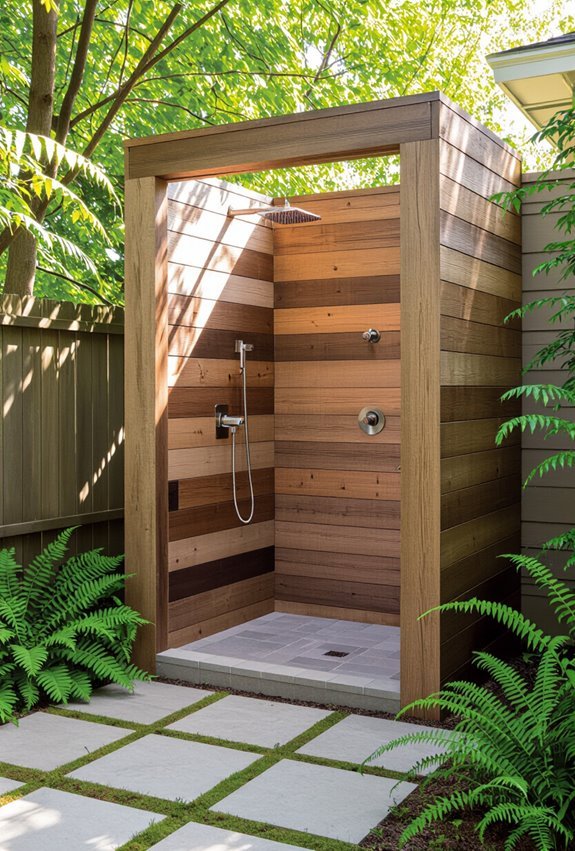 compact rustic vertical shower