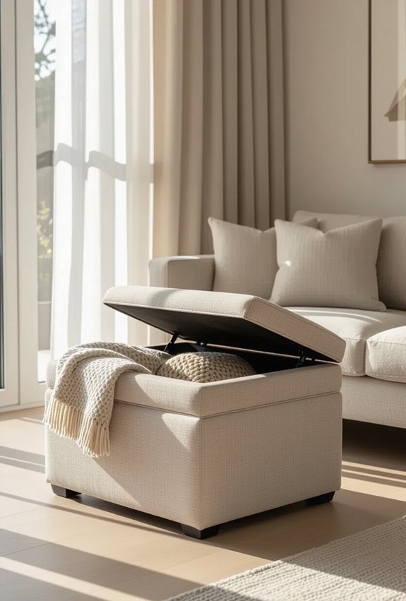 compact storage ottoman bench