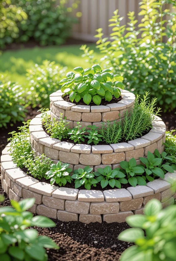 compact terraced herb spiral