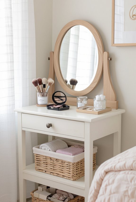 compact vanity with organizers