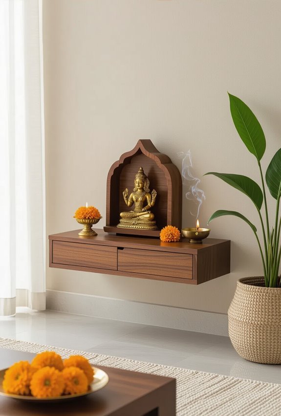 compact wall mounted puja shrine