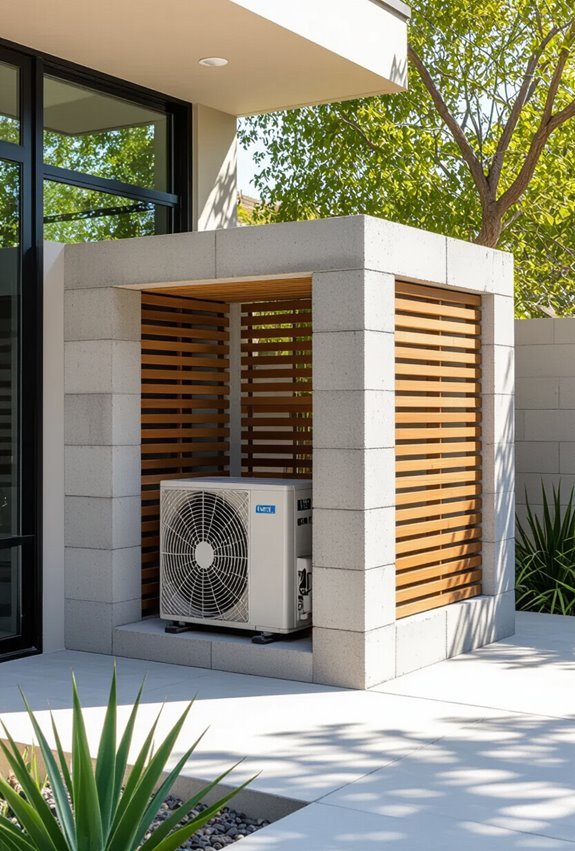 concrete block frames with slats