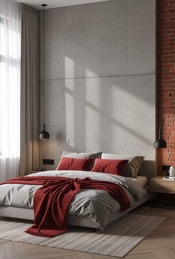 concrete grey meets brick red