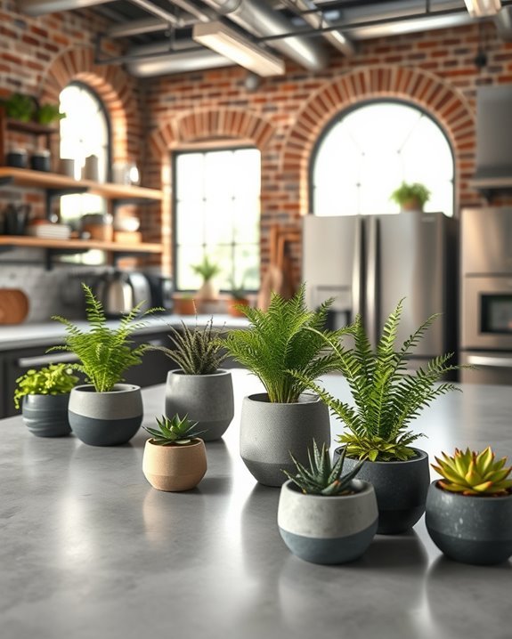 concrete planters enhance decor