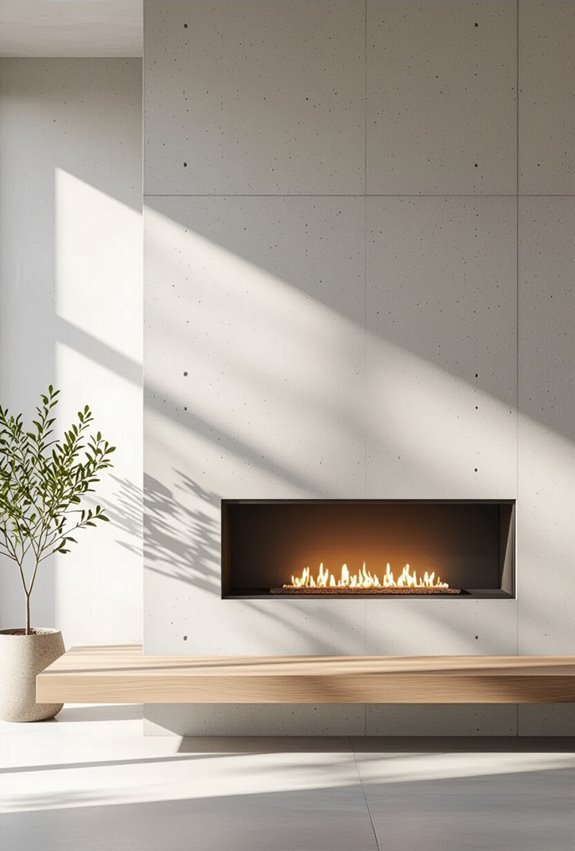 concrete wall fireplace harmony