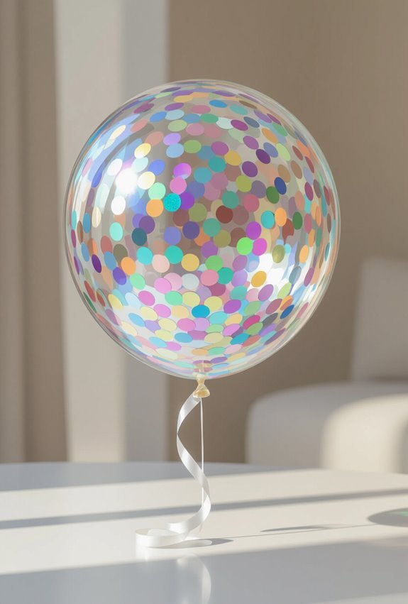 confetti filled sparkling party balloons