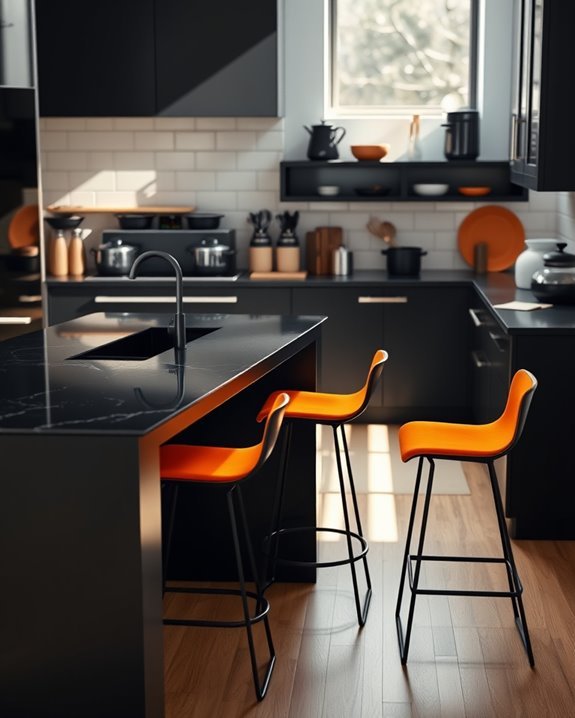 contrasting stylish bar stools