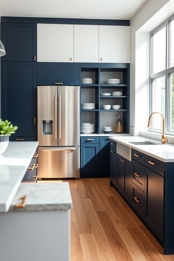 contrasting two tone cabinet designs