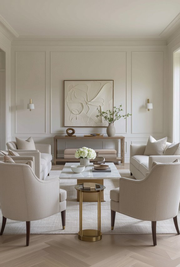 conversation focused symmetrical seating arrangement
